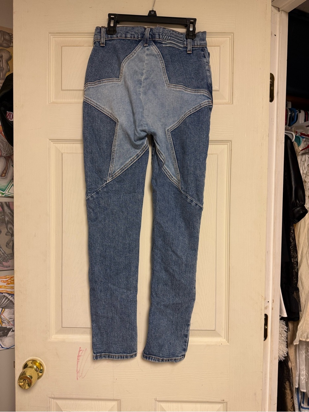 Revice Star Patch High-Waist Two-Tone Blue Jeans